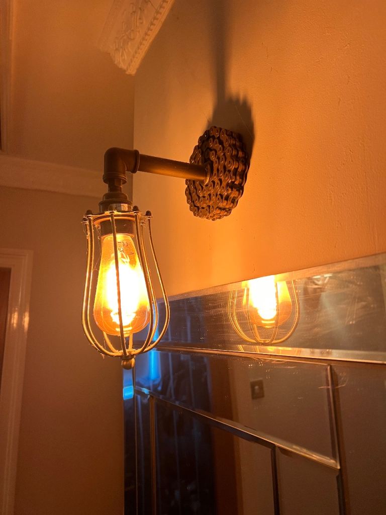 Industrial Style Wall Light with 2 x Edison Bulb . Amber