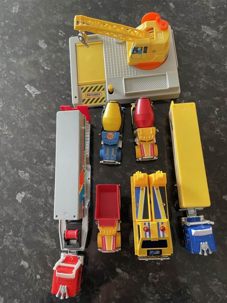 Toy Trucks and Crane Set - Multicoloured, Good Condition