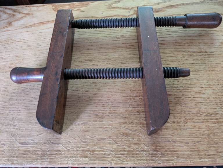 Antique hand made wooden screw clamp