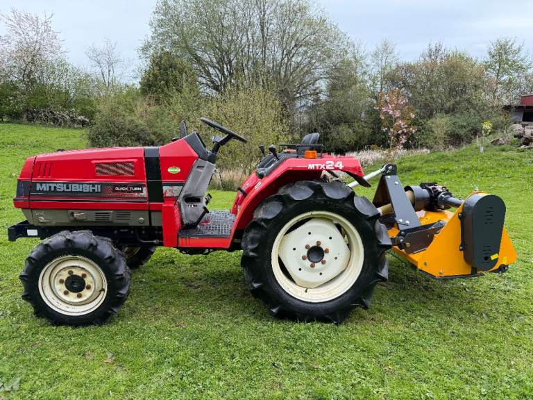 MITSUBISHI MTX24 4WD Compact Tractor & New RAPTOR X 4FT Flail Mower ** VIDEO ** 24HP *  914 hours