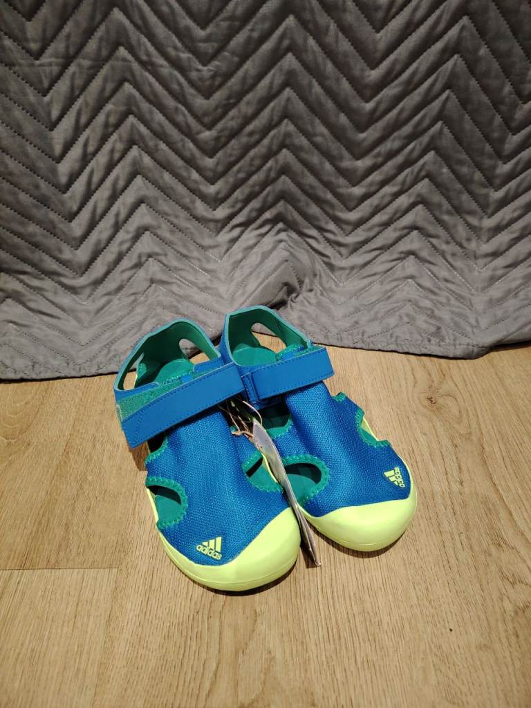 adidas Unisex Child Captain Toey Water Shoe Walking Sandals Green Blue UK2 EU 34 New