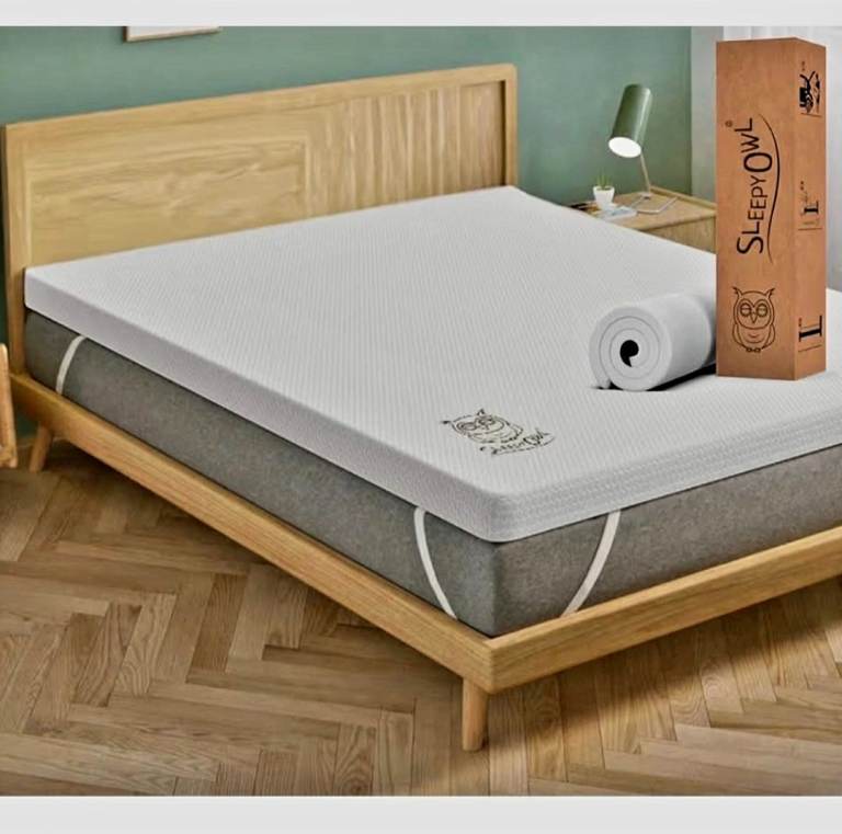 NEW SleepyOwl White Gel Infused Memory Foam Mattress Topper - Double/King Size