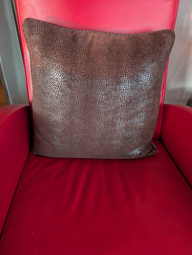 Set of 5 Brown Faux Leather Cushion Covers