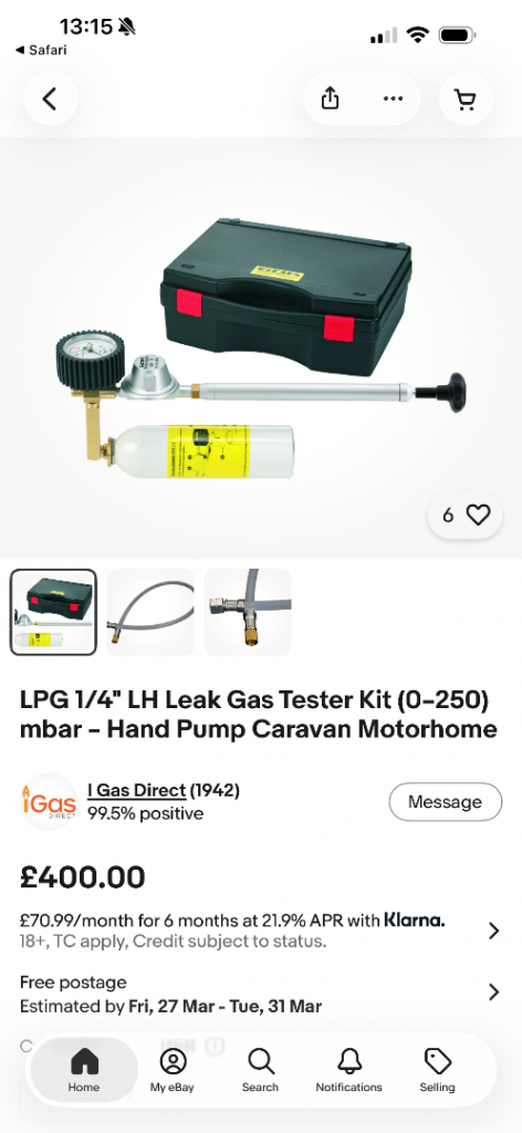 Brand new gok pressure tester for motorhome and caravan 