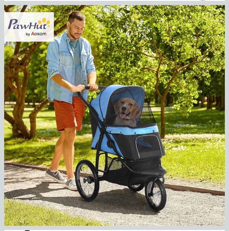 Blue & Black Pet Stroller / Dog Pushchair – Good Condition