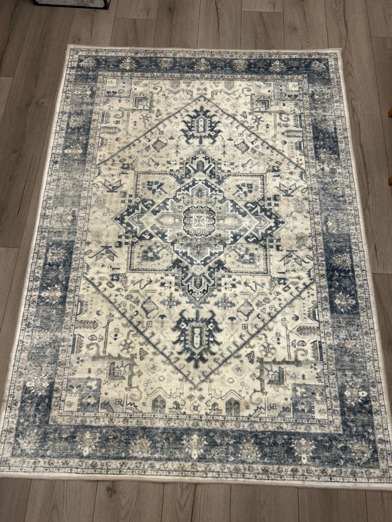 Blue/white/grey  washable rug