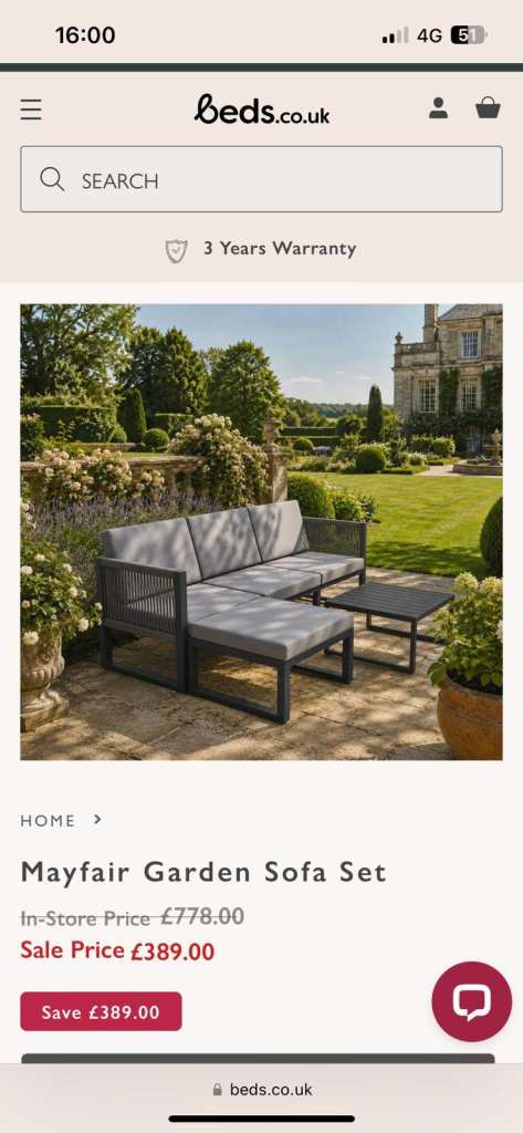 Corner garden sofa, barely used