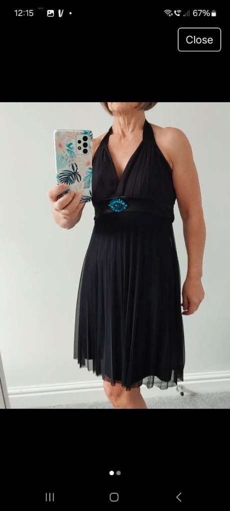 Black halter neck cocktail dress 