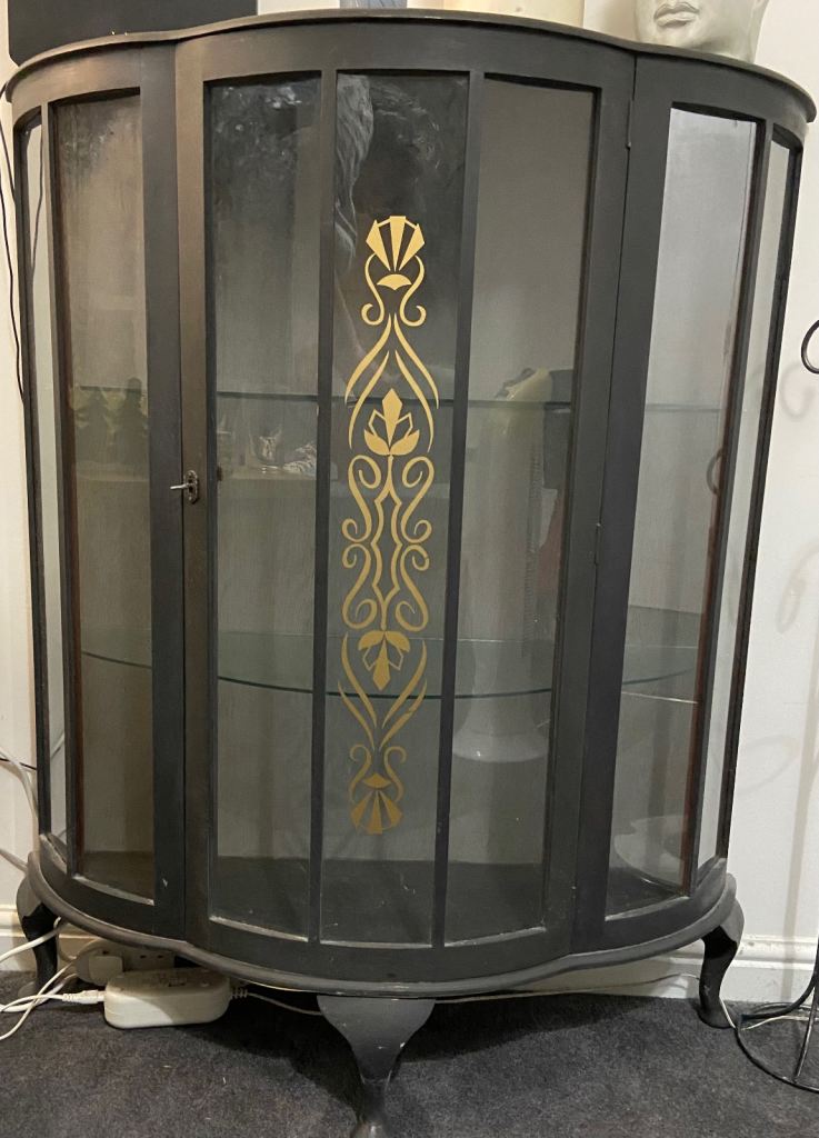 Black Display Cabinet with Glass Shelves
