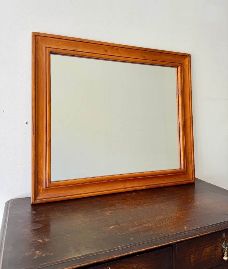 Rectangular Wall Mirror with Wooden Frame