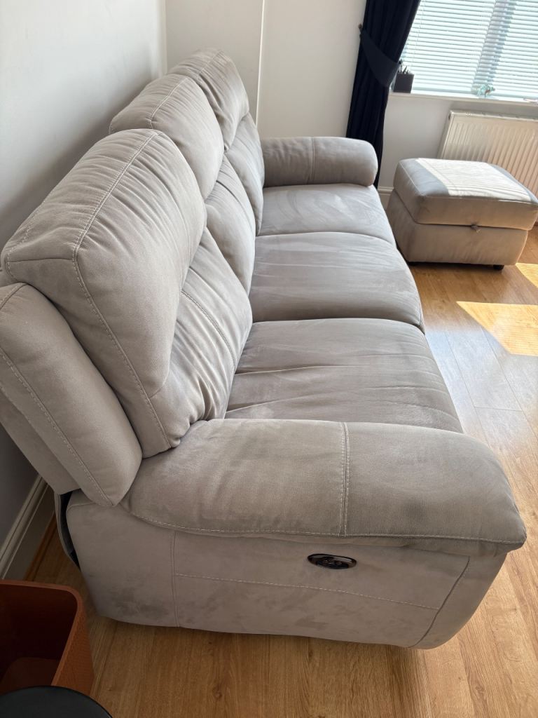 Reclining 3 Seater Sofa with Matching Storage Stool