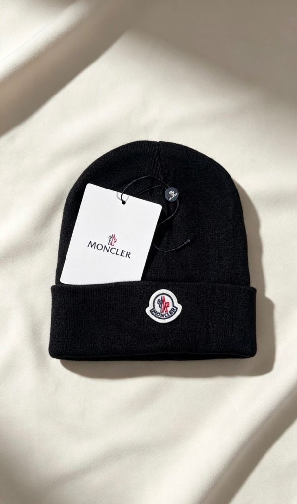 Moncler Black Beanie Hat - Brand New with Tags
