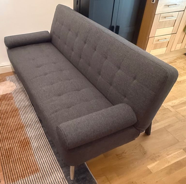 Good Condition Grey Fabric Sofa Bed / Futon