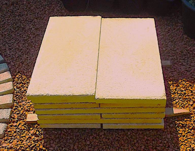UNUSED 14 Buff Textured Paving Slabs 600x300x35mm.