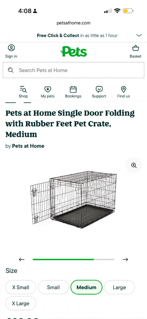 Medium sized Dog Crate with night cover 