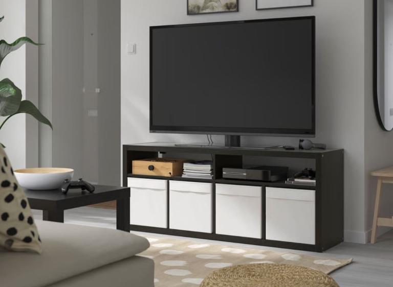 IKEA KALLAX Unit - Black, with White Drawer Inserts
