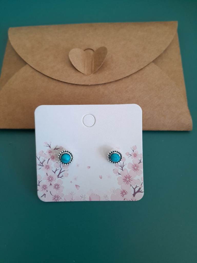 New Silver Stud Earrings with Turquoise Stone