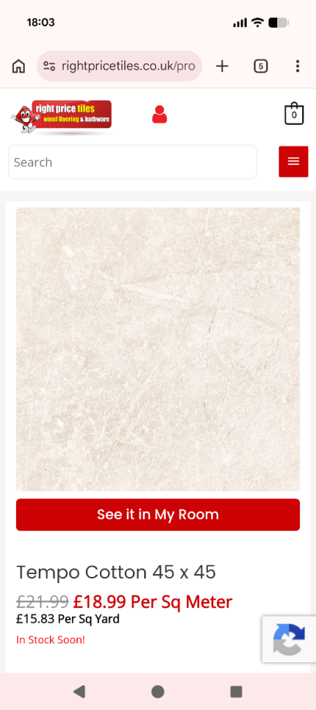 Bathroom/ kitchen tiles. 6 boxes for sale . 45x45