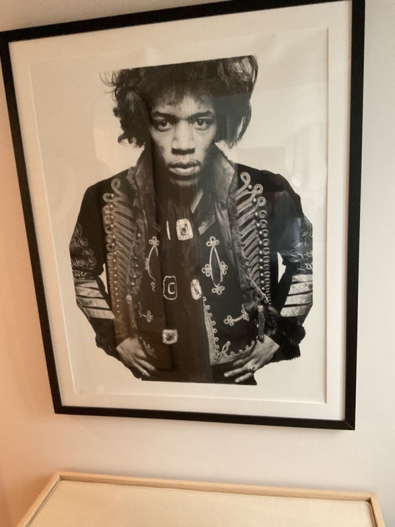 Jimi Hendrix Framed Print – Black and White, Good Condition
