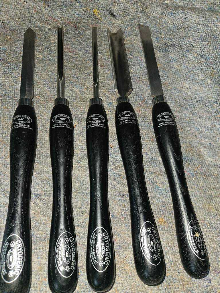 5 Crown cryogenic woodturning chisels lathe Axminster parting Roughing ...