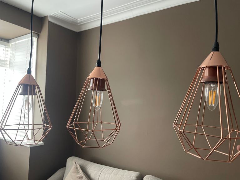 Copper color 3 pendants lighting