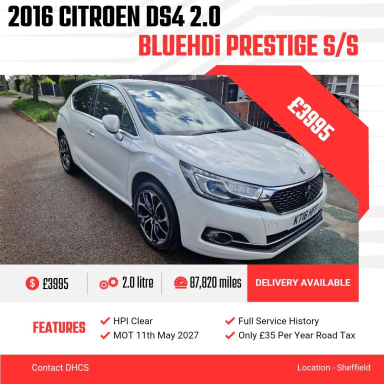 2016 DS Automobiles DS 4 2.0 BlueHDi Prestige 5dr HATCHBACK Diesel Manual