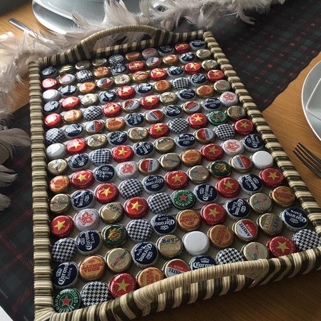 reduced Vintage beer bottle top tray Man cave / birthday / party