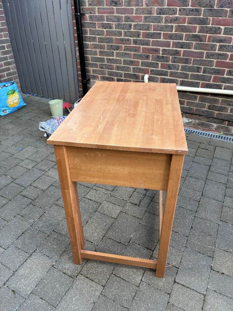 Wooden Desk with Pull-Out Shelf and Drawer – Fair Condition | in ...