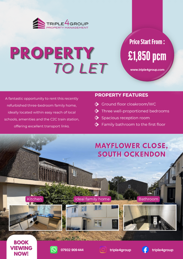  Recently Refurbished 3-Bedroom Family Home – Available to Rent! 