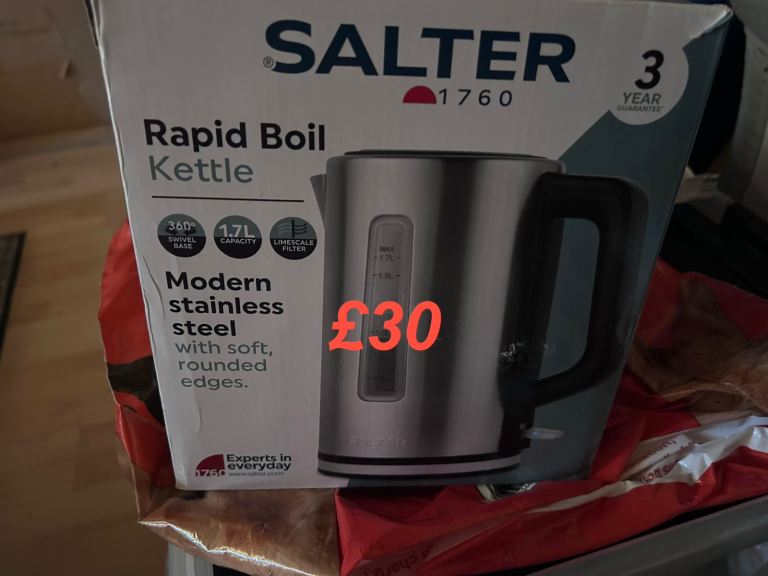 Salter Rapid Boil Stainless Steel Kettle 1.7L