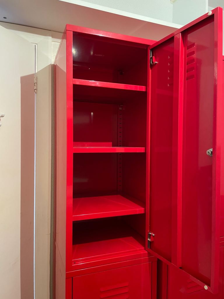 Pair of vintage IKEA red  lockers 
