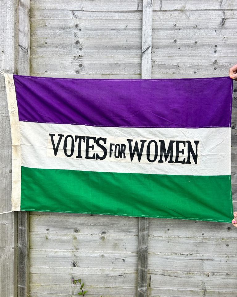 Antique Votes For Women Suffragette Flag - W.S.P.U.