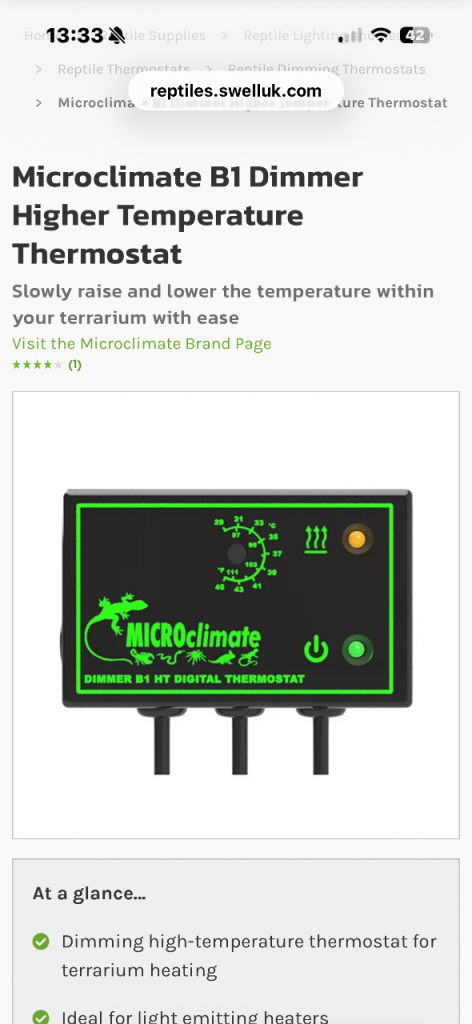 Reptile vivarium dimmer thermostat for snake bearded dragon gecko lizard 