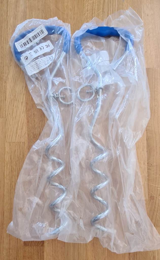 This heavy-duty metal dog stake