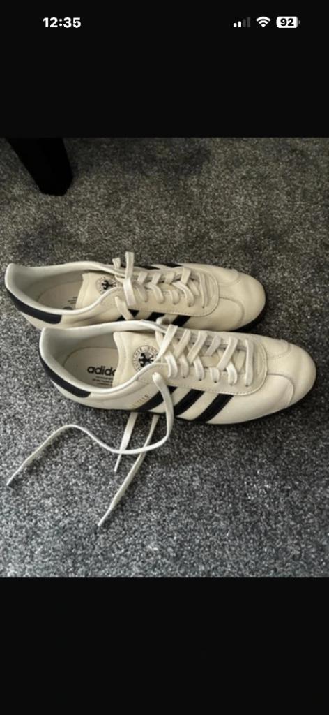 adidas gazelle silver green womens adidas Gazelle Leather Spikeless Golf Shoes - Men's - Cloud White / Dark Blue / Red