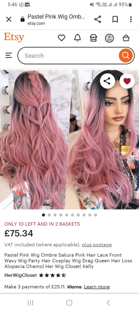 Pastel pink wig