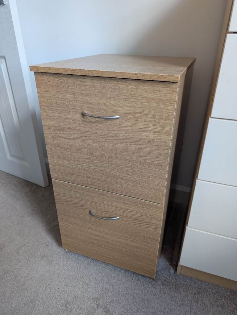 Wooden Effect Two-Drawer Filing Cabinet – Good Condition