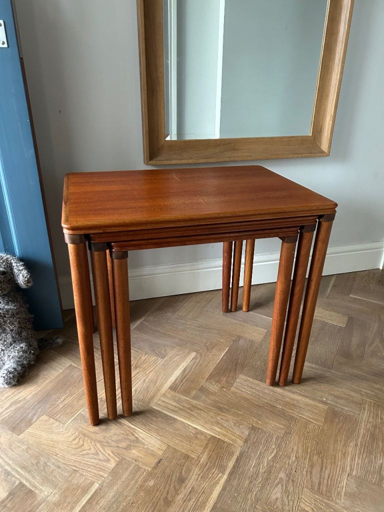 Mid century Danish teak nest of tables by E.W. Bach for Mobelfabrikken Toften vintage