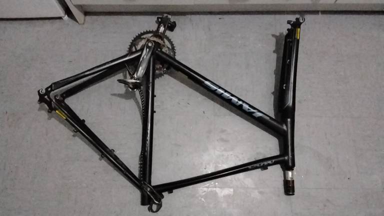 Bike frame forks and crank