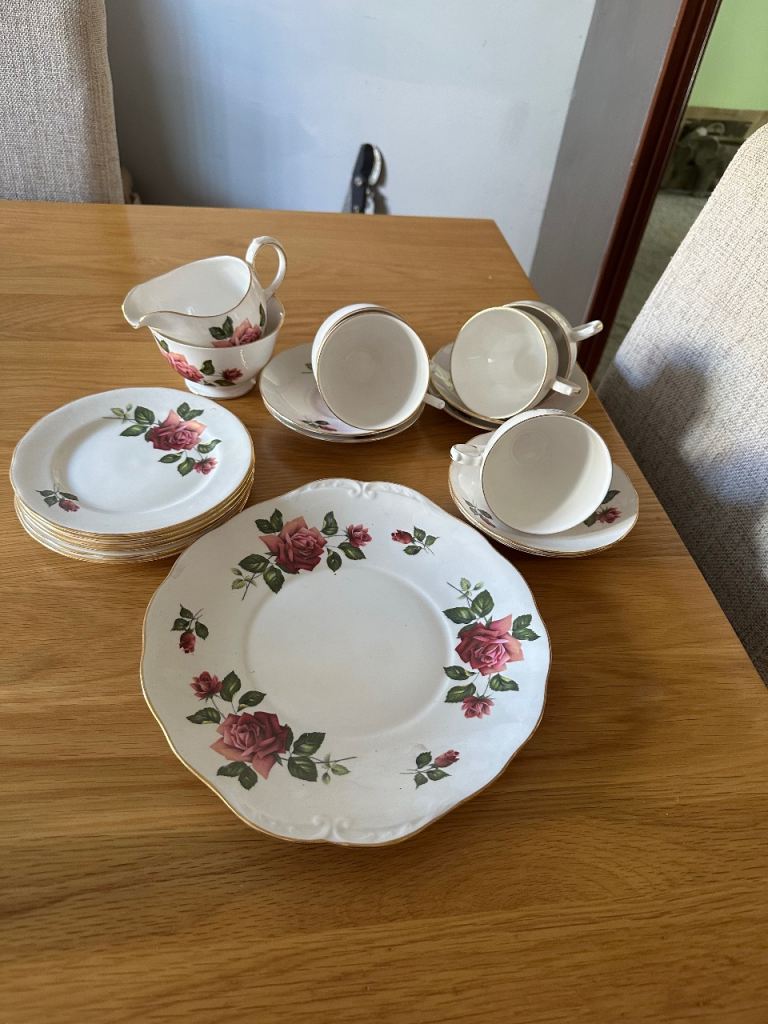 Crown Essex Charlotte Tea Set - English Bone China, Good Condition