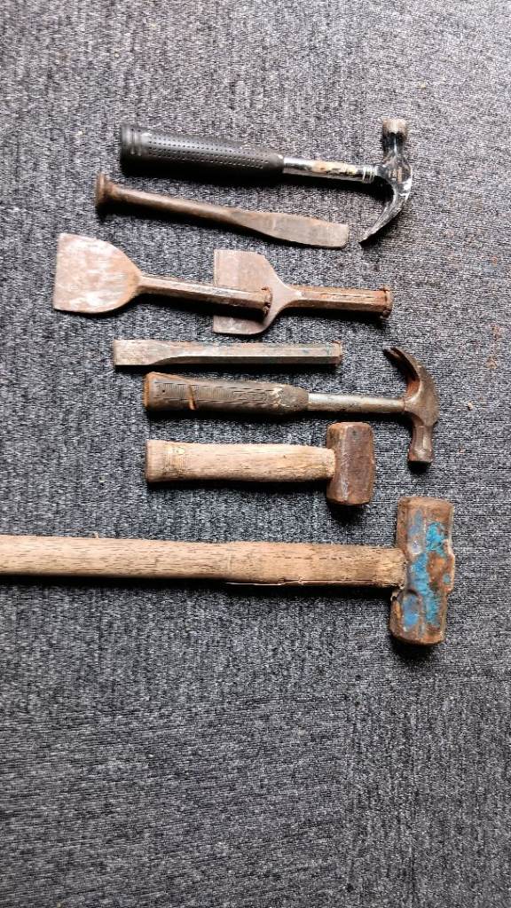 Job Lot of Hammers, Mallets, and Chisels - All Fair Condition