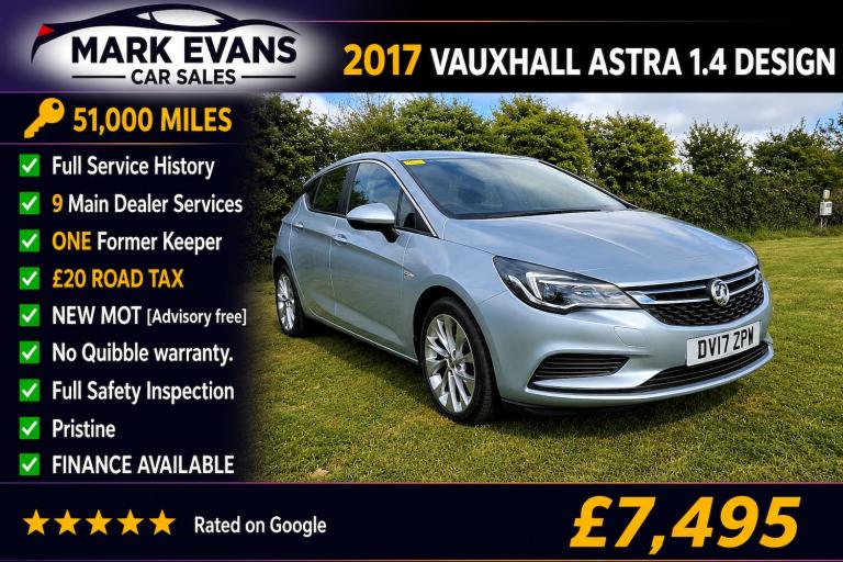 2017 Vauxhall Astra 1.4i 16V Design 5dr HATCHBACK Petrol Manual