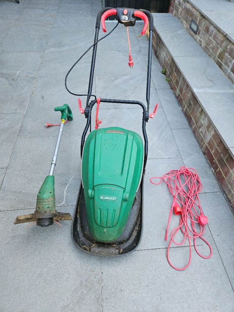 Qualcast lawnmower and strimmer set
