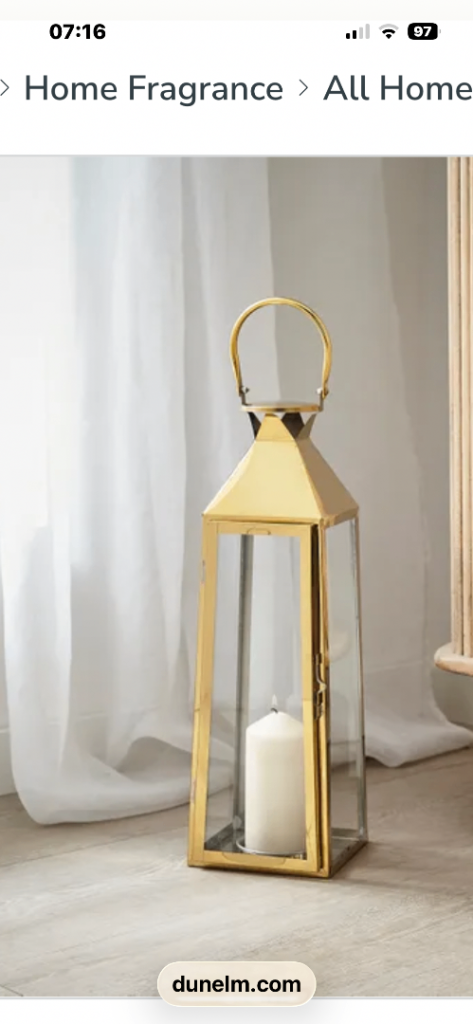 Wanted Gold Metal and Glass Lantern 