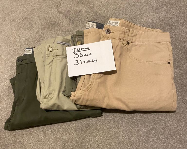 Tu Men's Beige Trousers Regular Fit 36in Waist 31in Inside Leg