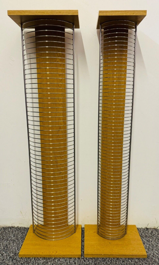 DVD & CD Tower Rack Holder | Wood & Metal Design | Retro Vintage