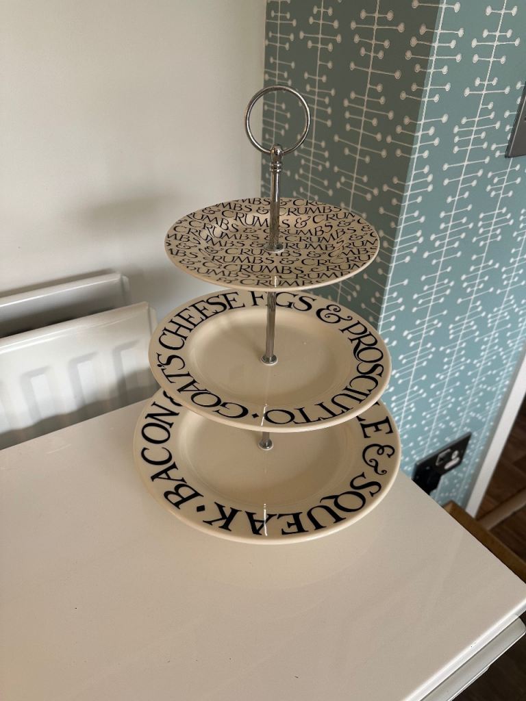 Fun And Quirky EMMA BRIDGEWATER BLACK TOAST & MARMALADE Traditional 3 Tier Cake Stand