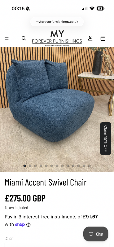 Miami Accent snuggle swivel chair, boucle fabric accent chair