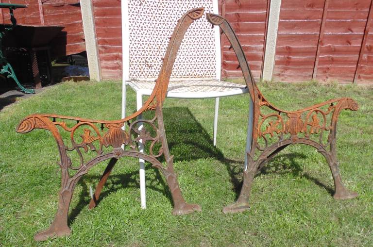 image for (#784) vintage pair of garden cast iron bench  end (Pick up only, Dy4 area)