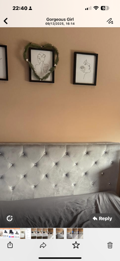 Diamanté Grey Crushed Velvet Double Bed